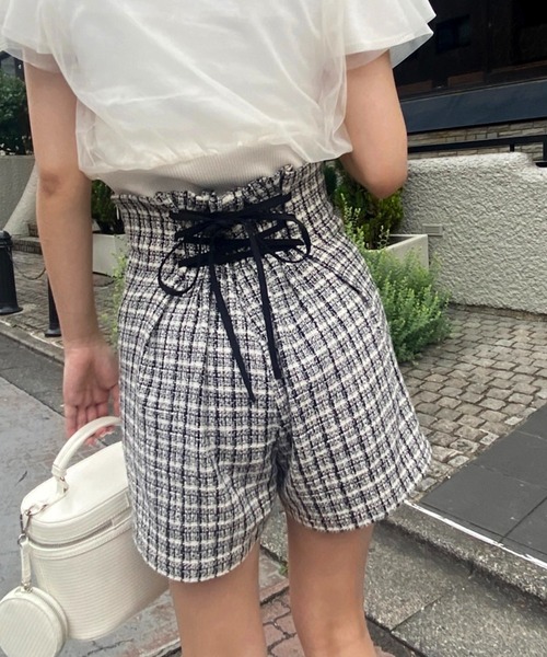 one after another NICE CLAUP（ワンアフターアナザーナイスクラップ）の「【セットアップあり】バックレースアップハイウェストショートパンツ（その他パンツ・レディース・ブラック/ブラック系その他/ブラック系・FREE）」の3枚目の写真