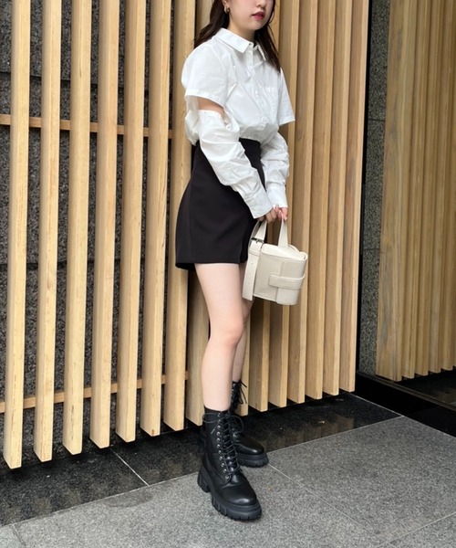 one after another NICE CLAUP（ワンアフターアナザーナイスクラップ）の「【セットアップあり】バックレースアップハイウェストショートパンツ（その他パンツ・レディース・ブラック/ブラック系その他/ブラック系・FREE）」の6枚目の写真