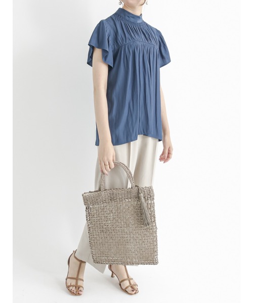 Te chichi(テチチ)の「スタンドカラーシャーリングブラウス(シャツ/ブラウス・レディース・グレー/ブルー/チャコール・フリ-)」の6枚目の写真