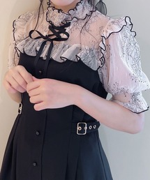 ロジータ ROJITA 配色レースラッフル切替ワンピース （ブルー