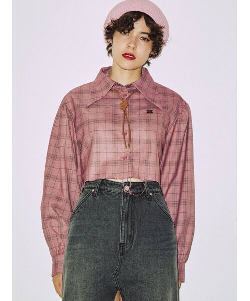 jouetie（ジュエティ）の「カットオフクロップドシャツ（シャツ/ブラウス・レディース・ブルー/オフホワイト/ピンク・MEDIUM）」の18枚目の写真