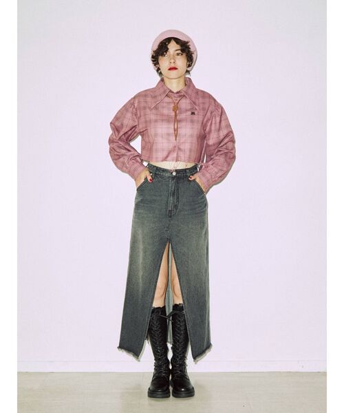 jouetie（ジュエティ）の「カットオフクロップドシャツ（シャツ/ブラウス・レディース・ブルー/オフホワイト/ピンク・MEDIUM）」の21枚目の写真