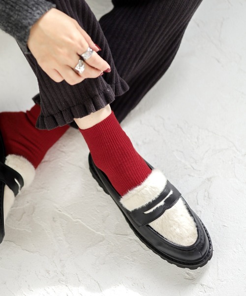 SESTO（セスト）の「gu22aw/リブショートソックス（ソックス/靴下・レディース・パープル/レッド/オレンジ/グリーン・ONE SIZE）」の3枚目の写真