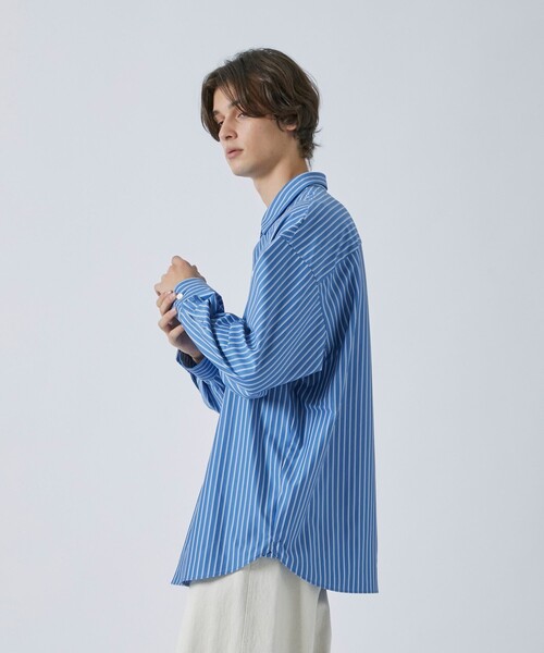 CITY TOKYO（シティトウキョウ）の「THICK & THINストライプオーバーサイズﾟシャツ（シャツ/ブラウス・メンズ・ブラウン/ブルー・1/2/3）」の11枚目の写真