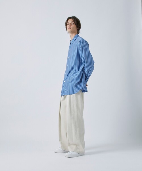A+TOKYO THICK & THINストライプオーバーサイズ゜シャツ CITY TOKYO（シティトウキョウ）の「THICK & THINストライプ