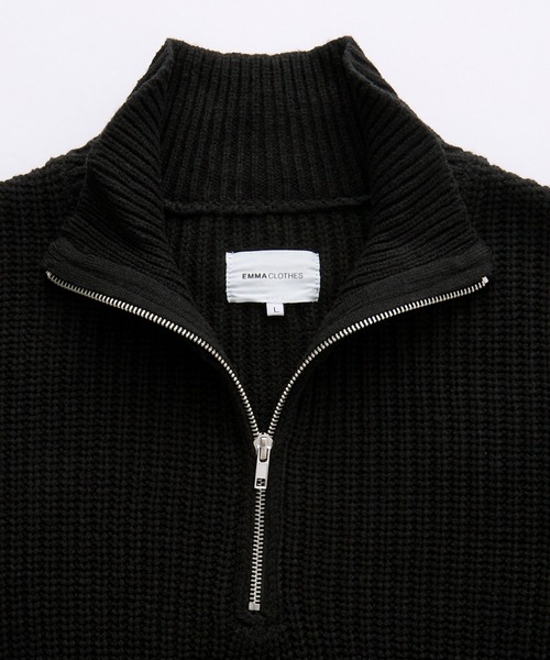 EMMA CLOTHES(エマクローズ)の「ハーフジップアゼ編みニットプルオーバー(ニット/セーター・メンズ・グレー/オフホワイト/ブラック/グリーン/ネイビー/オレンジ/チャコール/ライトブルー/ワイン/ベージュ/ブルー・M/L)」の14枚目の写真
