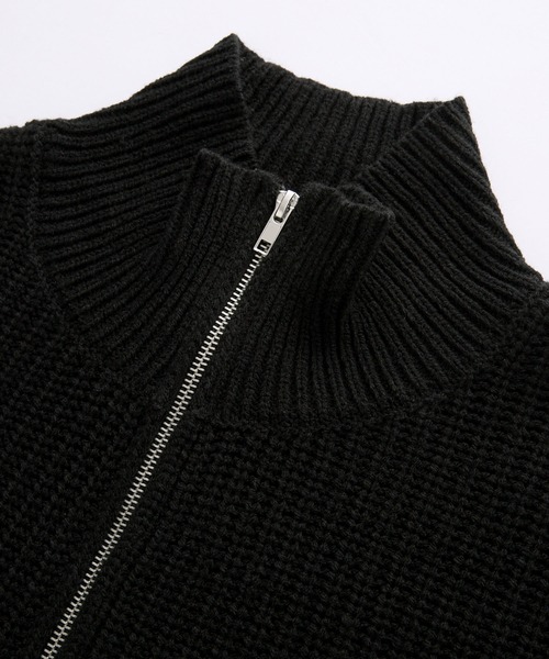 EMMA CLOTHES(エマクローズ)の「ハーフジップアゼ編みニットプルオーバー(ニット/セーター・メンズ・グレー/オフホワイト/ブラック/グリーン/ネイビー/オレンジ/チャコール/ライトブルー/ワイン/ベージュ/ブルー・M/L)」の15枚目の写真