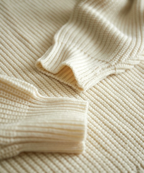 EMMA CLOTHES（エマクローズ）の「ハーフジップアゼ編みプルオーバールーズニット EMMA CLOTHES（ニット/セーター・メンズ・グレー/オフホワイト/ブラック/グリーン/ネイビー/オレンジ/チャコール/ライトブルー/ワイン/ベージュ/ブルー・M/L）」の14枚目の写真