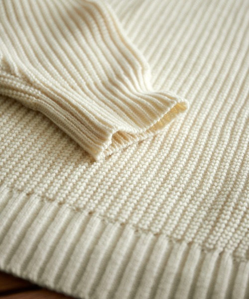 EMMA CLOTHES（エマクローズ）の「ハーフジップアゼ編みプルオーバールーズニット EMMA CLOTHES（ニット/セーター・メンズ・グレー/オフホワイト/ブラック/グリーン/ネイビー/オレンジ/チャコール/ライトブルー/ワイン/ベージュ/ブルー・M/L）」の15枚目の写真