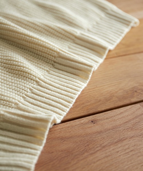 EMMA CLOTHES（エマクローズ）の「ハーフジップアゼ編みプルオーバールーズニット EMMA CLOTHES（ニット/セーター・メンズ・グレー/オフホワイト/ブラック/グリーン/ネイビー/オレンジ/チャコール/ライトブルー/ワイン/ベージュ/ブルー・M/L）」の16枚目の写真