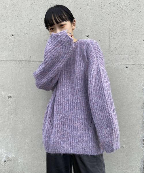 Couleur Meler(クルールメリー)の「Couleur Meler オクユウカ 畦ボリュームニットプルオーバー(ニット/セーター・レディース・ブラウン/パープル/オレンジ・FREE)」の3枚目の写真