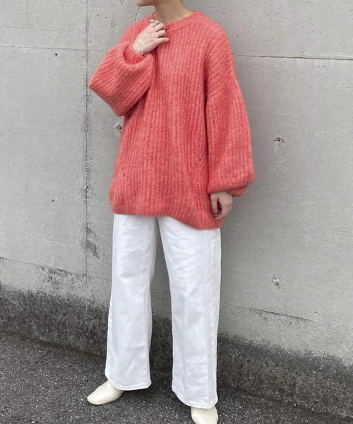 Couleur Meler(クルールメリー)の「Couleur Meler オクユウカ 畦ボリュームニットプルオーバー(ニット/セーター・レディース・ブラウン/パープル/オレンジ・FREE)」の4枚目の写真