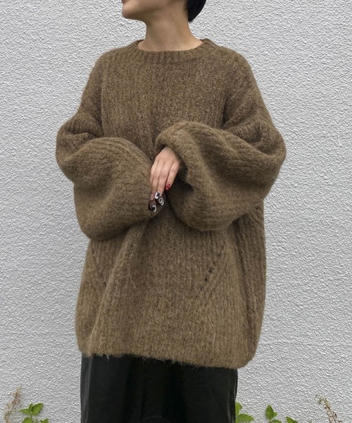 Couleur Meler(クルールメリー)の「Couleur Meler オクユウカ 畦ボリュームニットプルオーバー(ニット/セーター・レディース・ブラウン/パープル/オレンジ・FREE)」の16枚目の写真