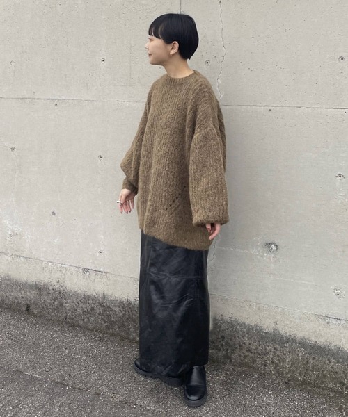 Couleur Meler(クルールメリー)の「Couleur Meler オクユウカ 畦ボリュームニットプルオーバー(ニット/セーター・レディース・ブラウン/パープル/オレンジ・FREE)」の5枚目の写真