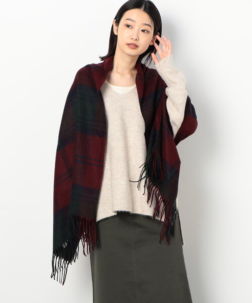 Purple&Yellow（パープルアンドイエロー）の「大判チェック ストール（ストール/ショール・メンズ・ボルドー/ネイビー/ベージュ・FREE）」の5枚目の写真