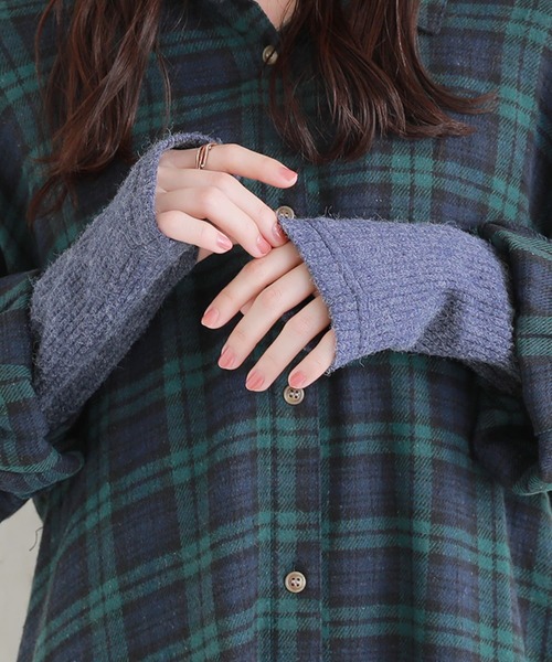 osharewalker（オシャレウォーカー）の「【廃盤】『裏起毛リブ袖切替インナーカットソー』（Tシャツ/カットソー・レディース・ブラック/杢グレー/グリーン/ネイビー・M/L/LL）」の12枚目の写真