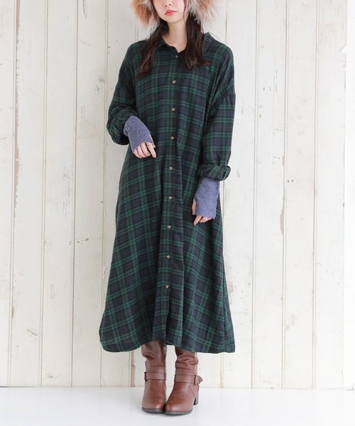 osharewalker（オシャレウォーカー）の「【廃盤】『裏起毛リブ袖切替インナーカットソー』（Tシャツ/カットソー・レディース・ブラック/杢グレー/グリーン/ネイビー・M/L/LL）」の13枚目の写真