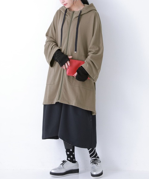 osharewalker（オシャレウォーカー）の「【廃盤】『裏起毛リブ袖切替インナーカットソー』（Tシャツ/カットソー・レディース・ブラック/杢グレー/グリーン/ネイビー・M/L/LL）」の18枚目の写真