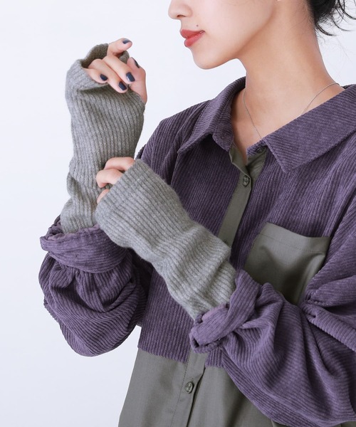 osharewalker（オシャレウォーカー）の「【廃盤】『裏起毛リブ袖切替インナーカットソー』（Tシャツ/カットソー・レディース・ブラック/杢グレー/グリーン/ネイビー・M/L/LL）」の19枚目の写真