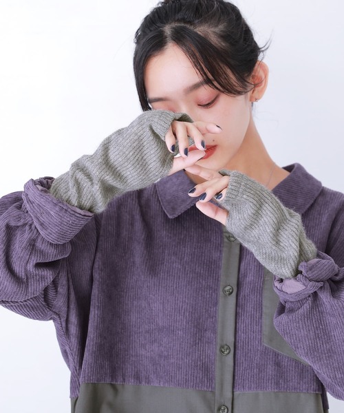 osharewalker（オシャレウォーカー）の「【廃盤】『裏起毛リブ袖切替インナーカットソー』（Tシャツ/カットソー・レディース・ブラック/杢グレー/グリーン/ネイビー・M/L/LL）」の20枚目の写真