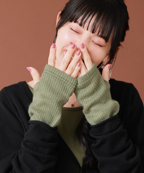 osharewalker（オシャレウォーカー）の「【廃盤】『裏起毛リブ袖切替インナーカットソー』（Tシャツ/カットソー・レディース・ブラック/杢グレー/グリーン/ネイビー・M/L/LL）」の6枚目の写真