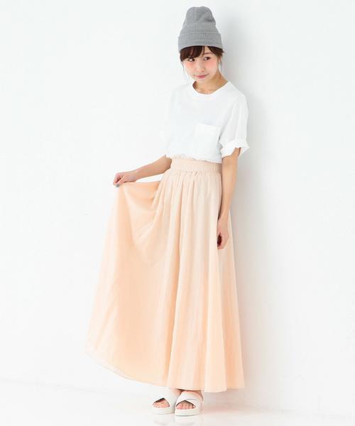 Another Edition(アナザーエディション)の「ギャザーロングスカート/AEBC C ギャザー LONG SK◆(スカート・レディース・ホワイト/ライトピンク/オリーブ・フリ-)」の6枚目の写真