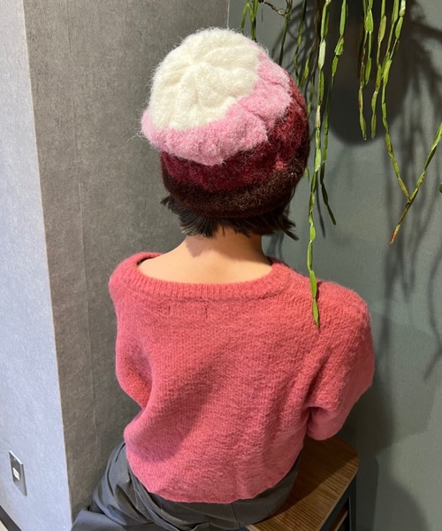 ERL グラデーション　モヘアビーニー　ニット帽 ERL グラデーション モヘア ビーニー ニット帽 - ニットキャップ