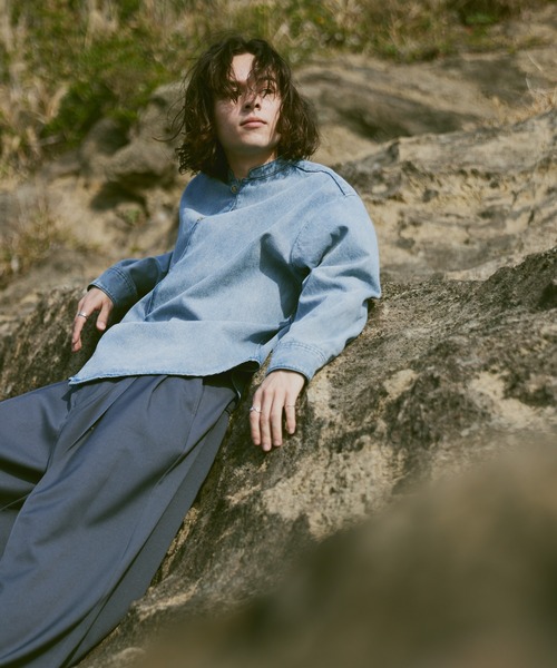 D220221 Casper John バンドカラー 半袖シャツ D220221 Casper John バンドカラー 半袖シャツ