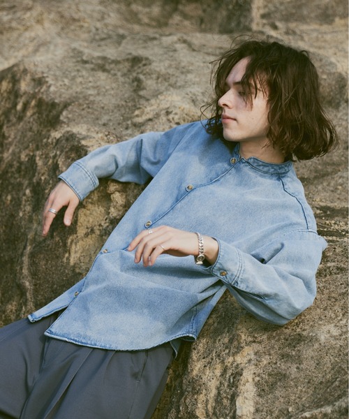 CASPER JOHN（キャスパージョン）の「Denim band collar shirts