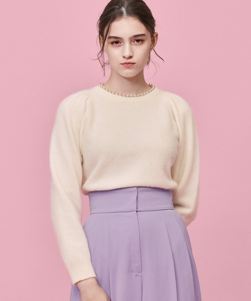 STRAWBERRY-FIELDS（ストロベリーフィールズ）の「【美人百花 2月号掲載】アンゴラリッチ　ニット・セーター（ニット/セーター・レディース・オフホワイト/ブラック/トップグレー・2）」の2枚目の写真