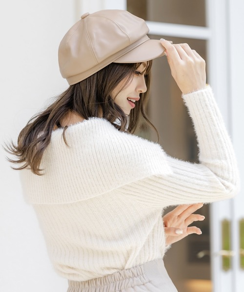Julia Boutique（ジュリアブティック）の「合成皮革キャスケット/22657（キャスケット・レディース・ブラック/アイボリー/ベージュ・ONE）」の5枚目の写真