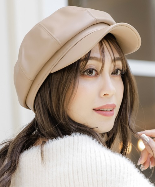Julia Boutique（ジュリアブティック）の「合成皮革キャスケット/22657（キャスケット・レディース・ブラック/アイボリー/ベージュ・ONE）」の7枚目の写真