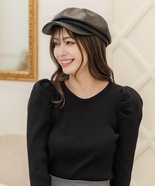 Julia Boutique（ジュリアブティック）の「合成皮革キャスケット/22657（キャスケット・レディース・ブラック/アイボリー/ベージュ・ONE）」の12枚目の写真