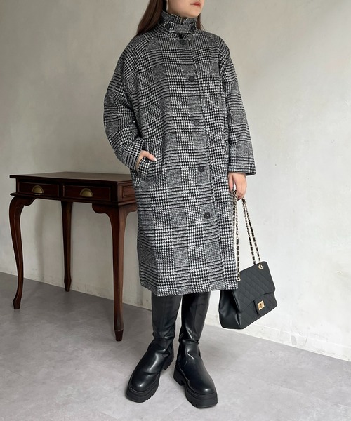 prose verse（プロズヴェール）の「グレンチェックスタンドカラーコート（その他アウター・レディース・グレー/チャコール・ﾌﾘ-）」の9枚目の写真