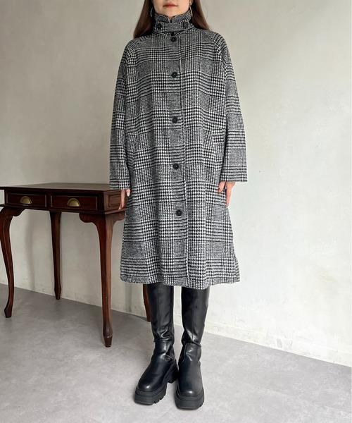 prose verse（プロズヴェール）の「グレンチェックスタンドカラーコート（その他アウター・レディース・グレー/チャコール・ﾌﾘ-）」の10枚目の写真