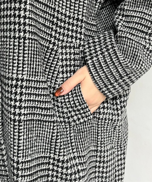 prose verse（プロズヴェール）の「グレンチェックスタンドカラーコート（その他アウター・レディース・グレー/チャコール・ﾌﾘ-）」の21枚目の写真