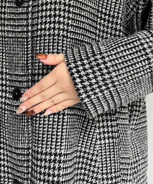 prose verse（プロズヴェール）の「グレンチェックスタンドカラーコート（その他アウター・レディース・グレー/チャコール・ﾌﾘ-）」の4枚目の写真