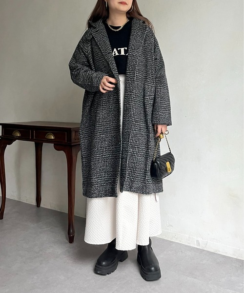 prose verse（プロズヴェール）の「グレンチェックスタンドカラーコート（その他アウター・レディース・グレー/チャコール・ﾌﾘ-）」の13枚目の写真