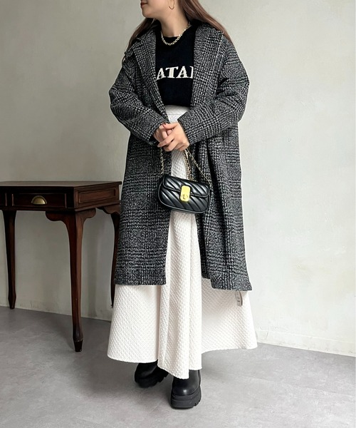 prose verse（プロズヴェール）の「グレンチェックスタンドカラーコート（その他アウター・レディース・グレー/チャコール・ﾌﾘ-）」の11枚目の写真