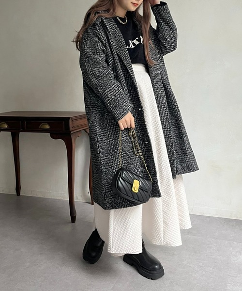 prose verse（プロズヴェール）の「グレンチェックスタンドカラーコート（その他アウター・レディース・グレー/チャコール・ﾌﾘ-）」の8枚目の写真