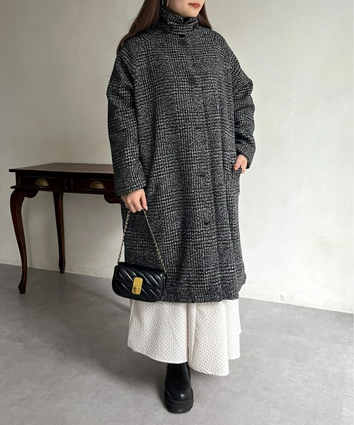 prose verse（プロズヴェール）の「グレンチェックスタンドカラーコート（その他アウター・レディース・グレー/チャコール・ﾌﾘ-）」の5枚目の写真