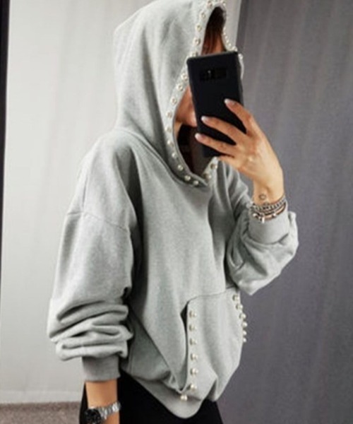 deux amour（ドゥーザムール）の「パールパーカー（その他トップス・レディース・ブラック/グレー・FREE(9)）」の3枚目の写真