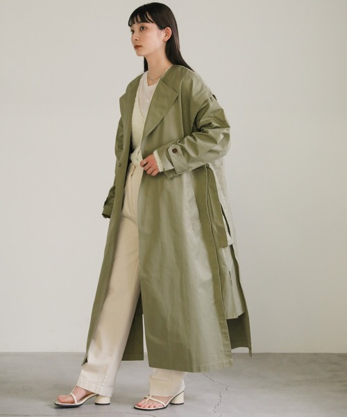 select MOCA（セレクトモカ）の「レイヤード風ウエストベルトコート（トレンチコート・レディース・ベージュ/アイボリー/カーキ・FREE）」の13枚目の写真
