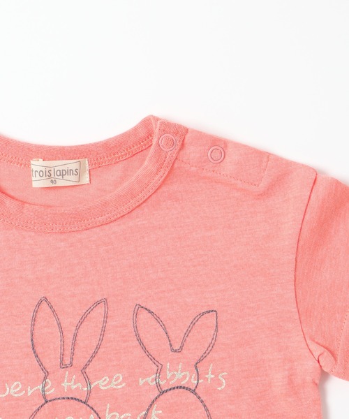trois lapins kp(トロワラパンケーピー)の「うさぎ刺しゅう半袖Tシャツ(80~90)(Tシャツ/カットソー・キッズ・オレンジ/ラベンダー・90cm/80cm)」の4枚目の写真