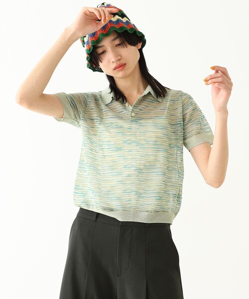 BEAMS BOY（ビームスボーイ）の「maturely / Rame Open Work Polo Shirt（ポロシャツ・レディース・イエロー系その他4/パープル・0/1）」の4枚目の写真