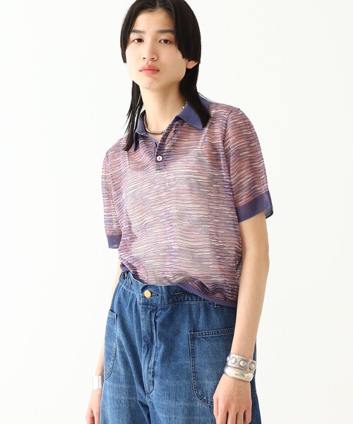BEAMS BOY（ビームスボーイ）の「maturely / Rame Open Work Polo Shirt（ポロシャツ・レディース・イエロー系その他4/パープル・0/1）」の9枚目の写真