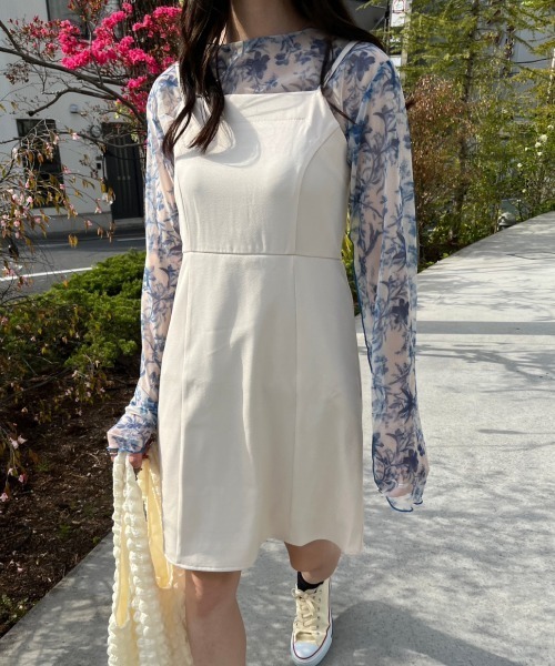 nemne store（ネンネストア）の「【低身長用サイズあり】ミニキャミワンピース（ワンピース・レディース・アイボリー/ブラック・SMALL/MEDIUM）」の2枚目の写真