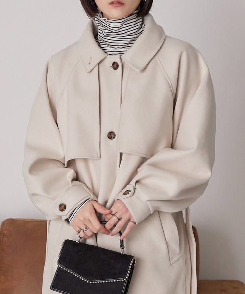 Fashion Letter(ファッションレター)の「アレンジカラー フラップロングコート(ステンカラーコート・レディース・アイボリー/キャメル/ブラウン・M)」の4枚目の写真