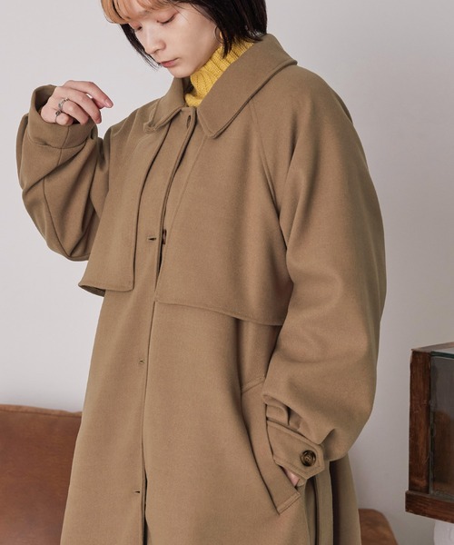 Fashion Letter(ファッションレター)の「アレンジカラー フラップロングコート(ステンカラーコート・レディース・アイボリー/キャメル/ブラウン・M)」の10枚目の写真