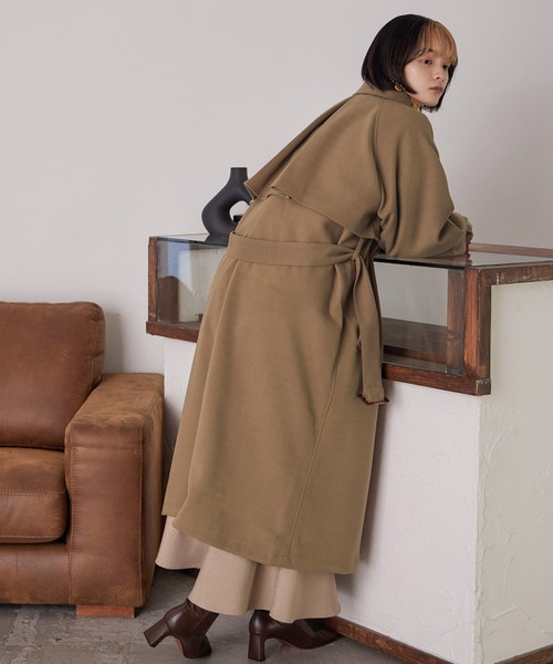 Fashion Letter(ファッションレター)の「アレンジカラー フラップロングコート(ステンカラーコート・レディース・アイボリー/キャメル/ブラウン・M)」の11枚目の写真